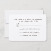 Evergreen Branches + kano bruiloft R.S.V.P. RSVP Kaartje (Achterkant)