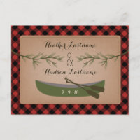 Evergreen Branches + kano Plaid Bewaar de datum