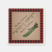 Evergreen Branches + Kano Plaid bruiloft servetten (Voorkant)