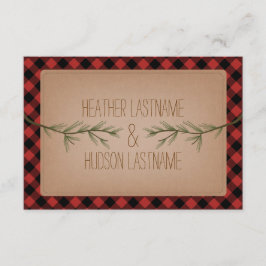 Evergreen Branches Plaid Wedding R.S.V.P. RSVP Kaartje