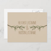 Evergreen Branches Rustic Save The Date Aankondigingskaart (Voorkant / Achterkant)