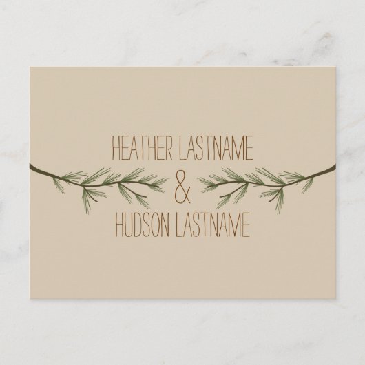 Evergreen Branches Rustic Save The Date Aankondigingskaart (Voorkant)