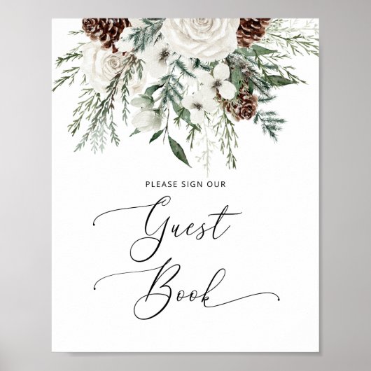 Evergreen bruiloft teken het Guest Book Poster (Voorkant)