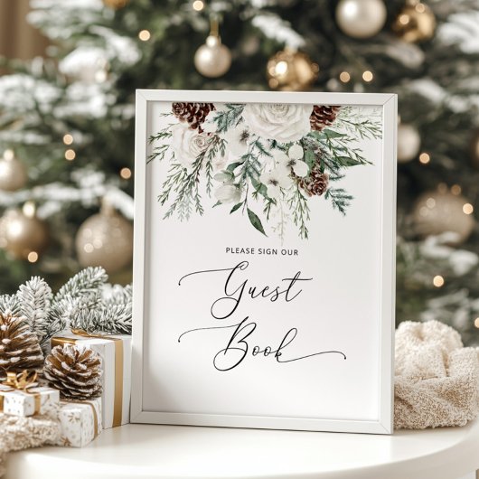 Evergreen bruiloft teken het Guest Book Poster