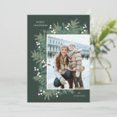 Evergreen Cheer kerstflat-fotokaart (Staand voorkant)