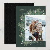 Evergreen Cheer kerstflat-fotokaart (Voorkant / Achterkant)