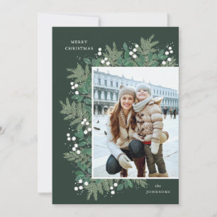 Evergreen Cheer kerstflat-fotokaart