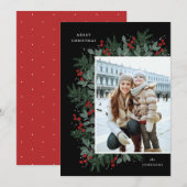 Evergreen Cheer kerstflat-fotokaart (Voorkant / Achterkant)