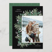 Evergreen Cheer kerstflat-fotokaart (Voorkant / Achterkant)