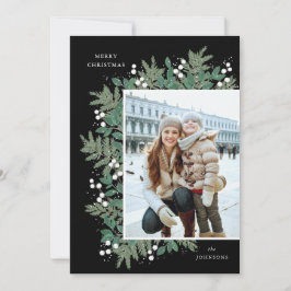 Evergreen Cheer kerstflat-fotokaart