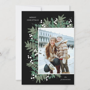 Evergreen Cheer kerstflat-fotokaart