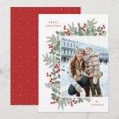 Evergreen Cheer kerstflat-fotokaart (Voorkant / Achterkant)