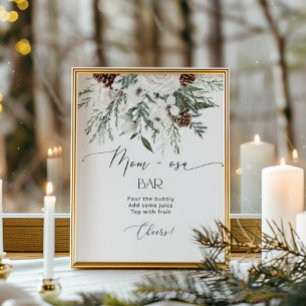 Evergreen Christmas baby shower mom-osa bar Poster