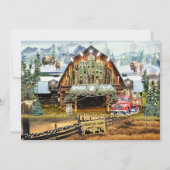 Evergreen Christmas Barn Holiday Flat Kaart 5"x7" (Voorkant)