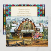 Evergreen Christmas Barn Holiday Flat Kaart 5"x7" (Voorkant / Achterkant)