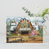 Evergreen Christmas Barn Holiday Flat Kaart 5"x7" (Staand voorkant)