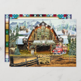 Evergreen Christmas Barn Holiday Flat Kaart 5"x7"