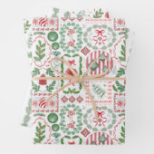 Evergreen Christmas Foliage Berries Spruce and Bow Inpakpapier Vel (In situ)