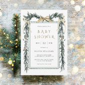 Evergreen Christmas Garland Baby shower Kaart
