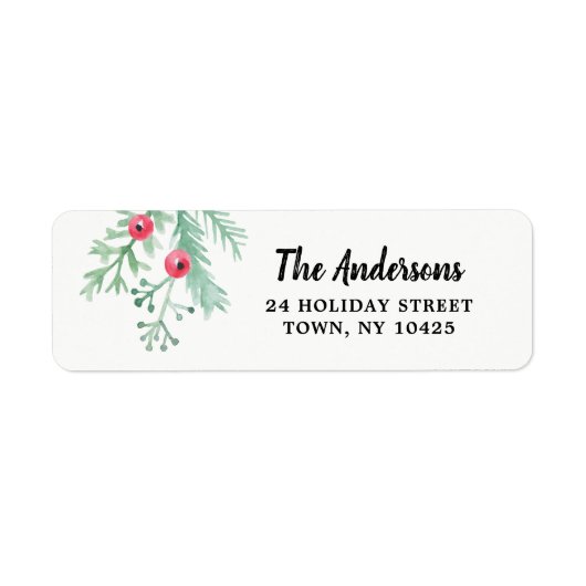 Evergreen Christmas Holiday Return Adres Label (Voorkant)