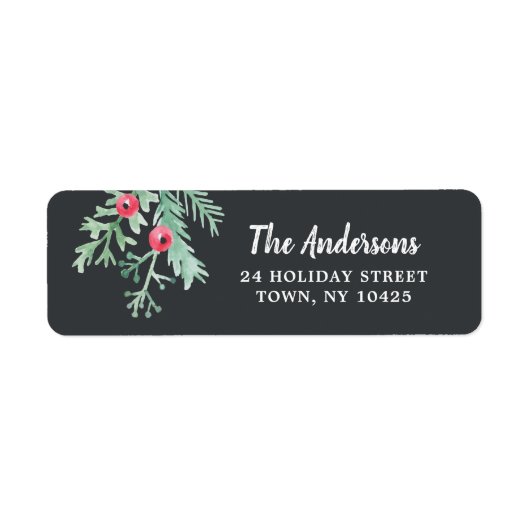 Evergreen Christmas Holiday Return Adres Label (Voorkant)