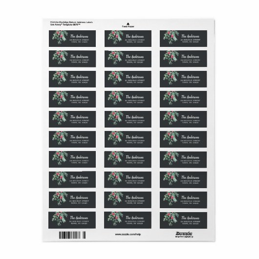 Evergreen Christmas Holiday Return Adres Label (Full Sheet)
