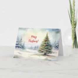 Evergreen Christmas Tree Landscape Vakantie Kaart