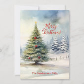 Evergreen Christmas Tree Vintage Card Feestdagenkaart (Voorkant)