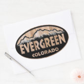 Evergreen Colorado houten teken ovale stickers (Envelop)