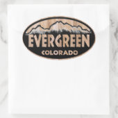 Evergreen Colorado houten teken ovale stickers (Tas)
