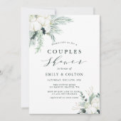 Evergreen & Cotton Flower Bouquet Couples Shower I Kaart (Voorkant)