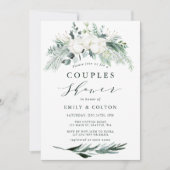 Evergreen & Cotton Flower Bouquet Couples Shower Kaart (Voorkant)