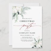 Evergreen & Cotton Flower Bouquet-kerstparty Kaart (Voorkant)