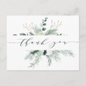 Evergreen Cotton Flower Bouquet Wedding Dank je Briefkaart (Voorkant)