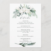 Evergreen & Cotton Flower Bouquet Wedding Details Informatiekaartje (Voorkant)