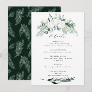 Evergreen & Cotton Flower Bouquet Wedding Details Informatiekaartje