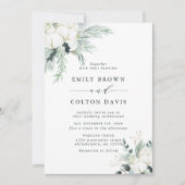 Evergreen & Cotton Flower Bouquet Wedding Kaart (Voorkant)