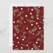 Evergreen & Cotton Flower Red Holiday Party Kaart (Achterkant)