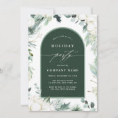 Evergreen & Cotton Flower Waterverf Holiday Party Kaart (Voorkant)