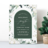 Evergreen & Cotton Flower Waterverf Holiday Party Kaart