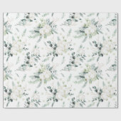 Evergreen & Cotton Flowers Elegant Cadeaupapier (Vlak)