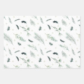Evergreen & Cotton Flowers Elegant Inpakpapier Vel (Voorkant 3)