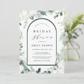 Evergreen & Cotton Flowers Elegant Vrijgezellenfee Kaart (Staand voorkant)