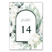 Evergreen & Cotton Flowers Elegant Wedding Kaart (Achterkant)