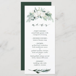 Evergreen & Cotton Flowers Elegant Wedding Menu