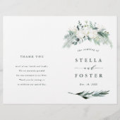 Evergreen & Cotton Flowers Elegant Wedding Program (Voorkant)