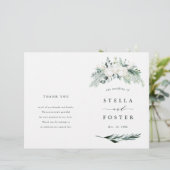 Evergreen & Cotton Flowers Elegant Wedding Program (Staand voorkant)