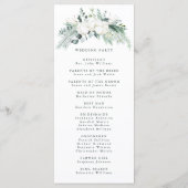Evergreen & Cotton Flowers Elegant Wedding Program Programmakaart (Achterkant)
