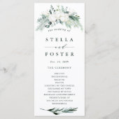 Evergreen & Cotton Flowers Elegant Wedding Program Programmakaart (Voorkant)