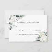 Evergreen & Cotton Flowers Elegant Wedding RSVP (Voorkant)